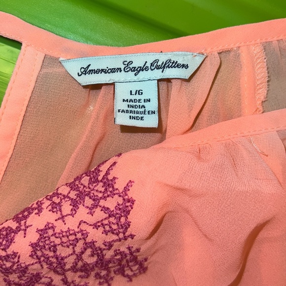 American Eagle see through hot pink long sleeve - Picture 2 of 4